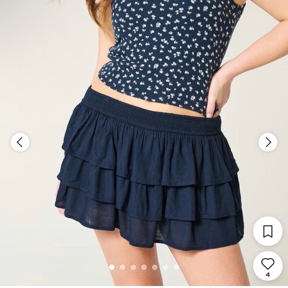 Hollister Navy Tiered Ruffle Mini Skirt